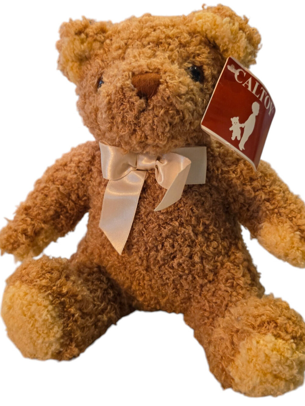 Vintage Caltoy Sherpa Fuzzy Plush Teddy Bear Tan Caramel Color